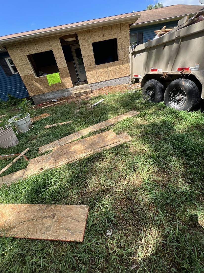New OSB wall sheathing installed for the enclosed porch addition, Murfreesboro, Tennessee