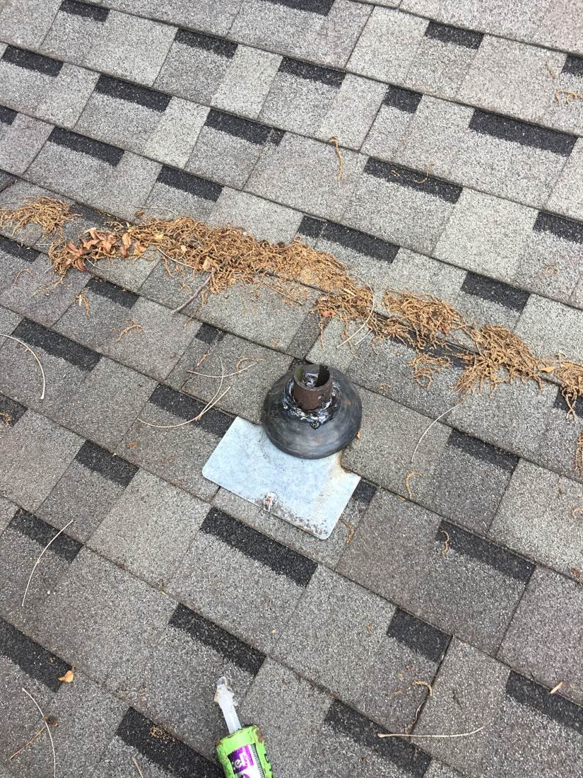 Finished plumbing vent pipe boot sealed and installed, Tennessee