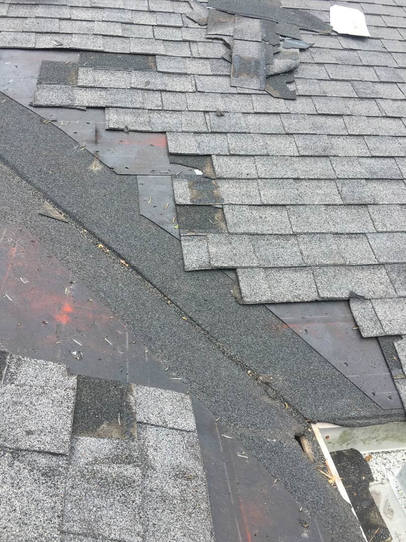 Ridge cap area reshingled after a roof deck repair, Tennessee