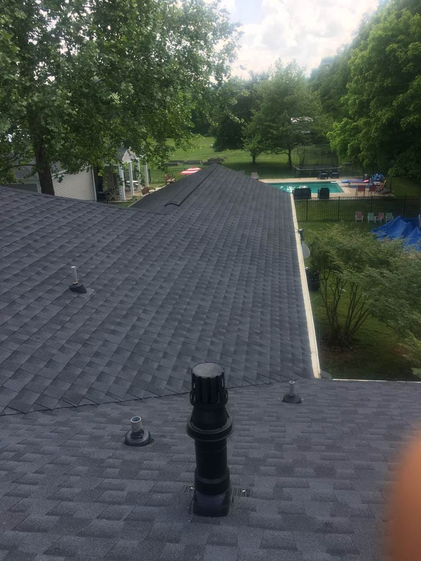 Finished architectural shingle roof after a full roof replacement in Murfreesboro, Tennessee